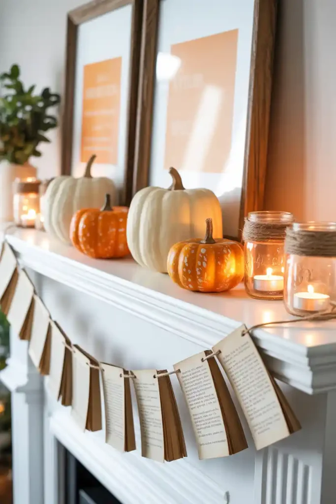 Fall Mantel Decorating with Dollar Store Finds