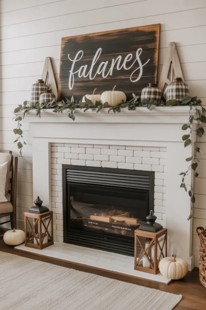 Farmhouse Fall Mantel Decor