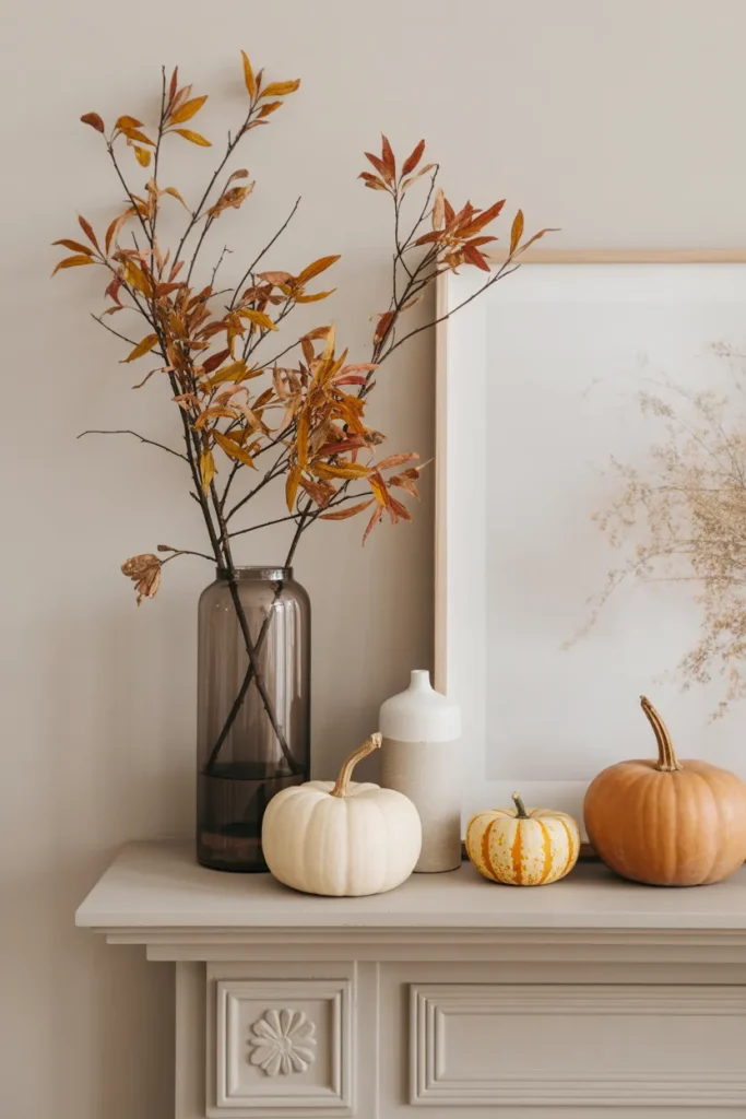 Minimalist Fall Mantel Styling