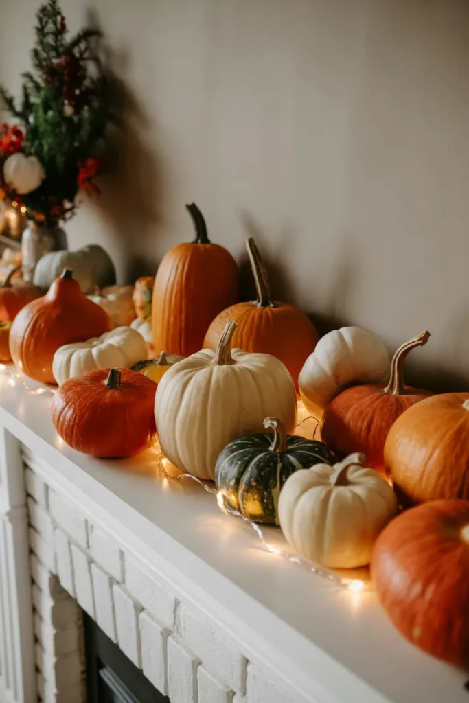 Pumpkin Filled Mantel