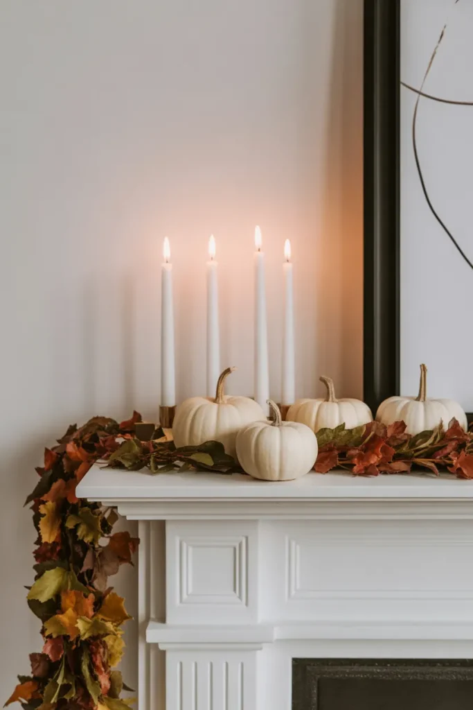 Simple Fall Mantel Decor 1