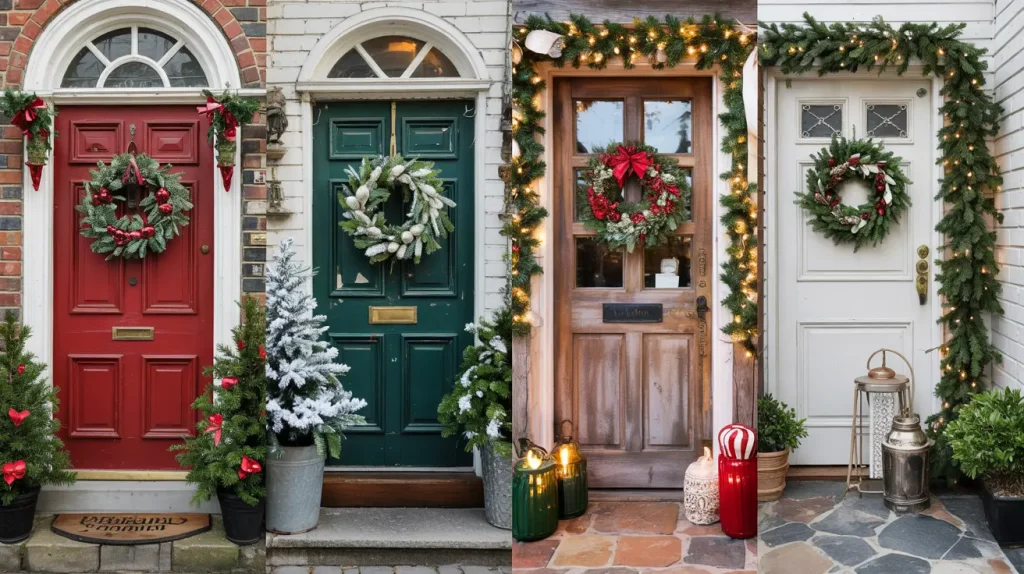 7 Christmas Decorations for the Front Door: Festive Ideas to Welcome Guests in Style 5 split image collage showing different ch ClNvOpYnR8m26OkVaXYaKw wco4Mz mRFiX gfQiXkYA 1