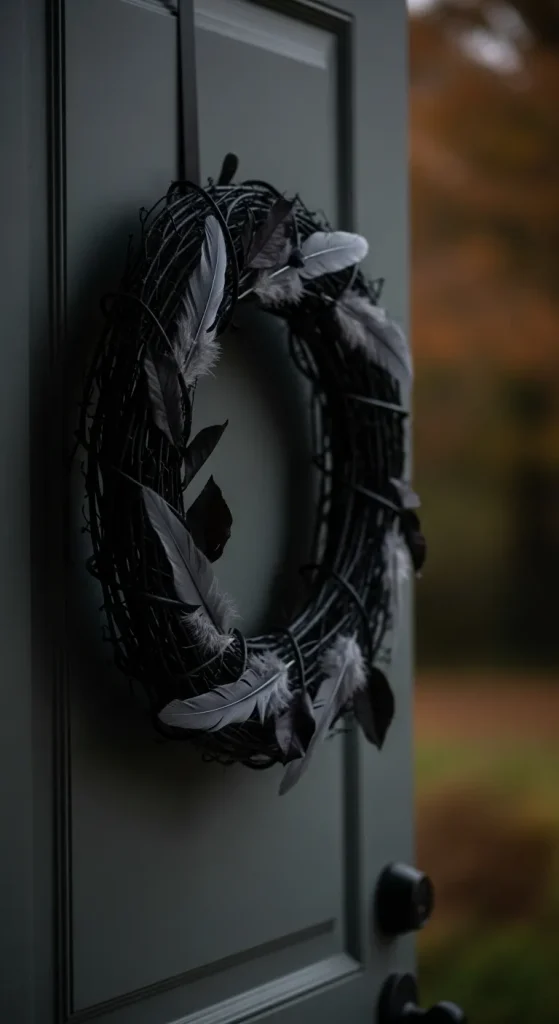 black feather twig wreaths