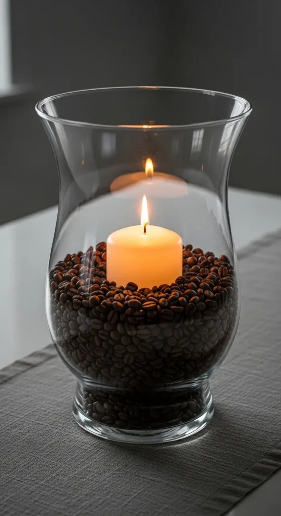 Candle Hurricane with Coffee Beans