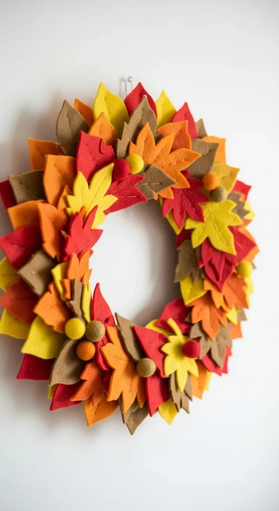 Colorful Felt Leaf Wreath