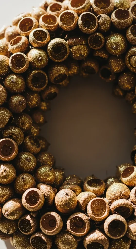 . Easy Acorn Cap Wreath with a Sparkle