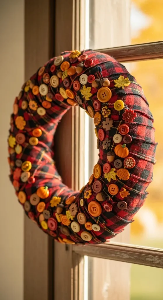 Flannel and Cozy Button Wreath