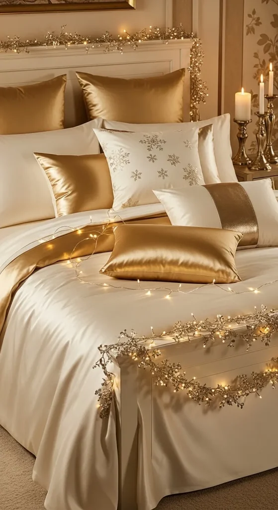  Christmas bedding for couples in cozy mountain cabin decor.