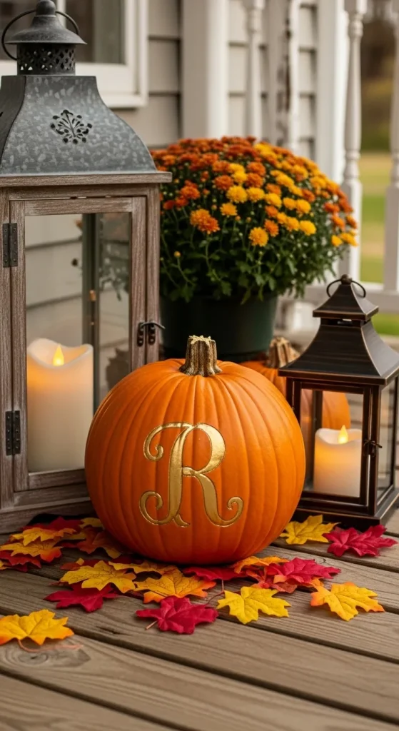 Painted Initial Pumpkin