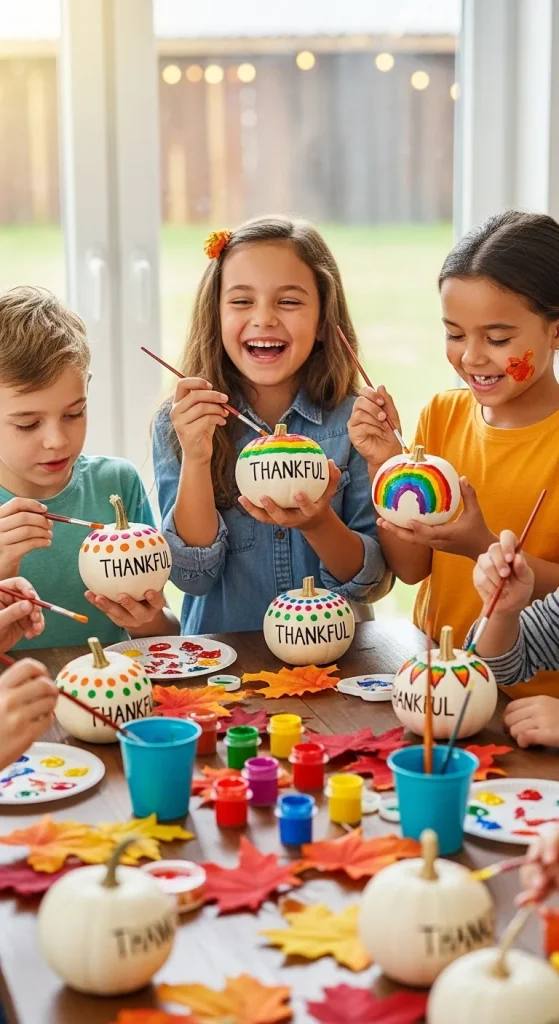 Painted ‘Thankful’ Pumpkins for Kids