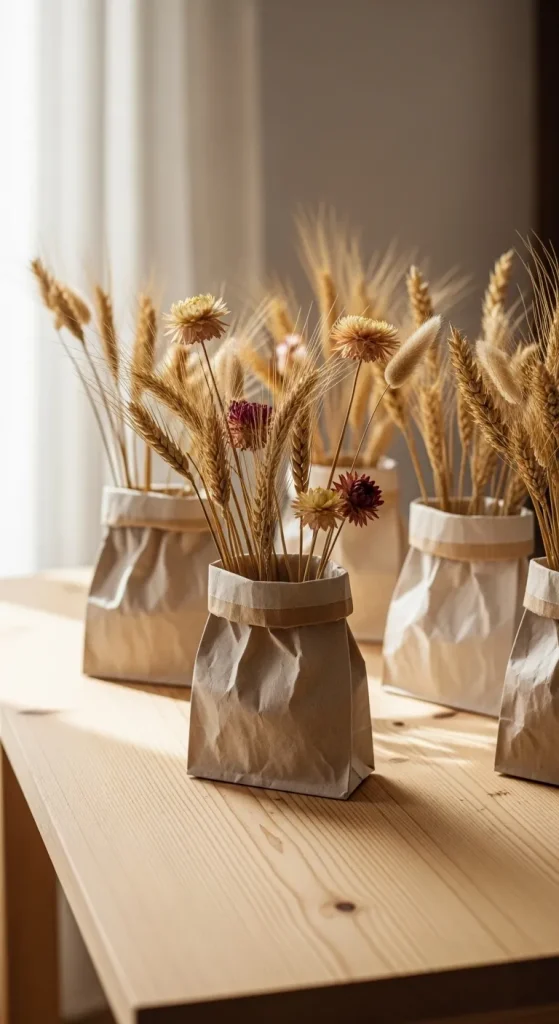 Paper-Bag 'Vases' for Dried Flowers