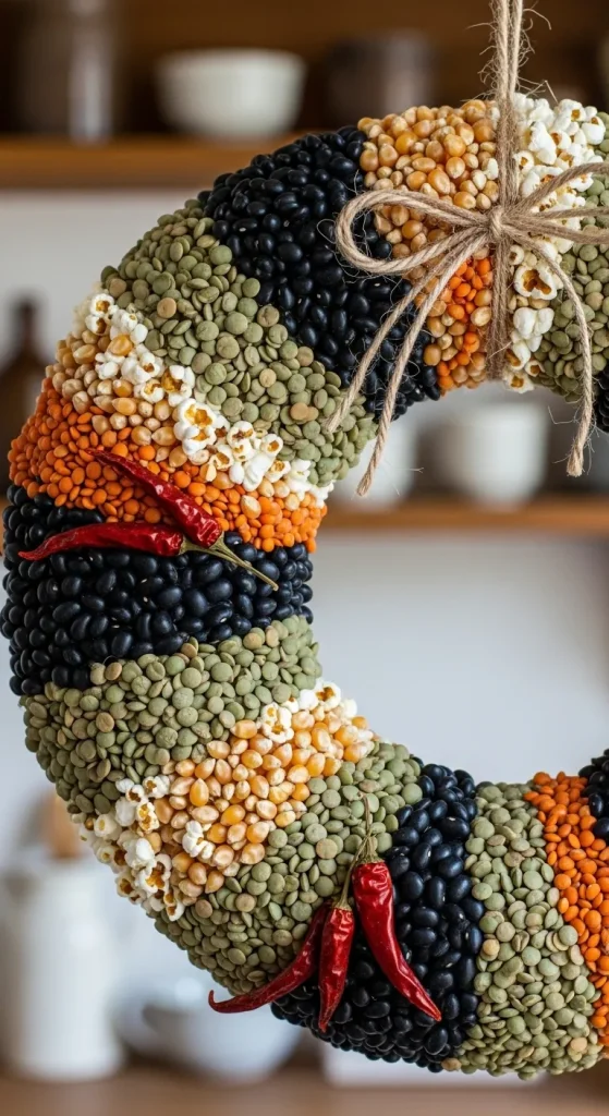 Popcorn Kernel and Bean Wreath