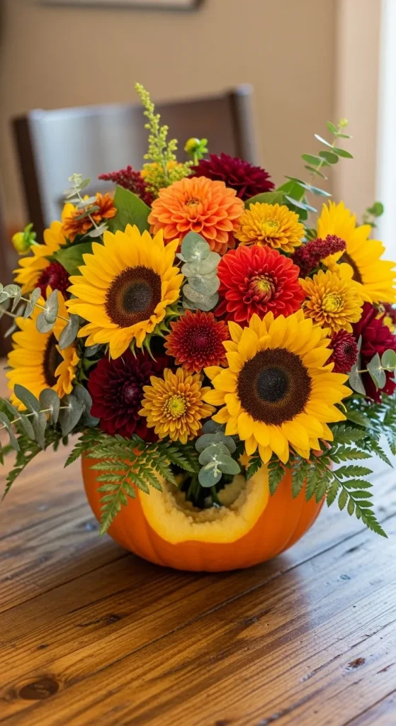 Pumpkin Flower Arrangement Centerpiece