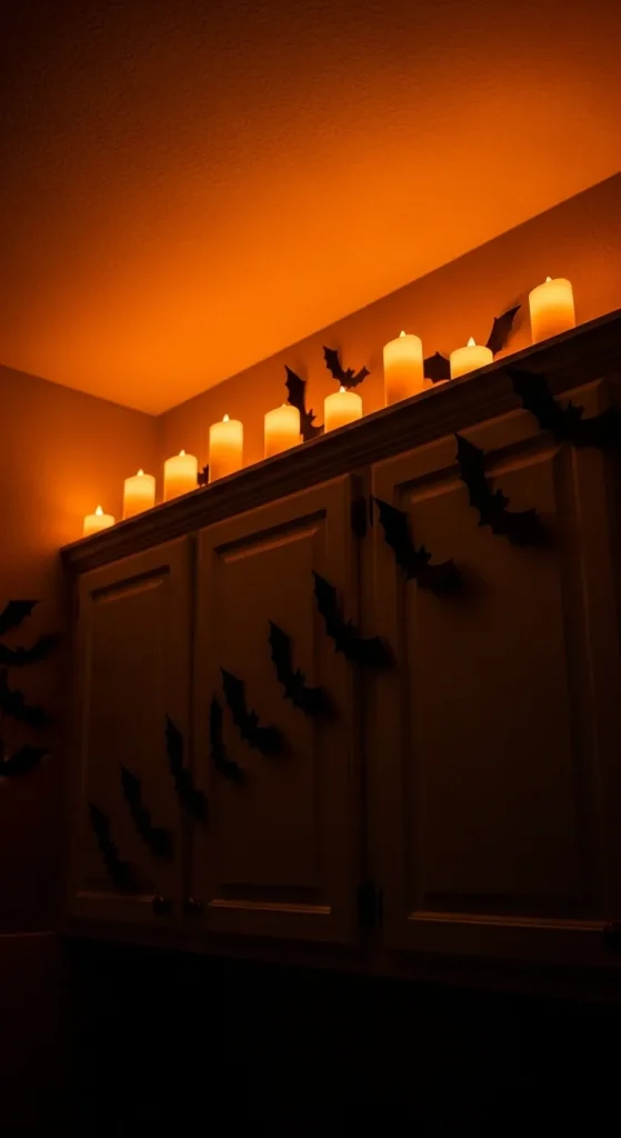 Clean kitchen cabinets before adding Halloween decorations.