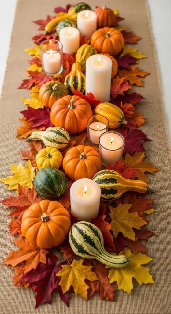 The Cozy Burlap Runner with Leaves