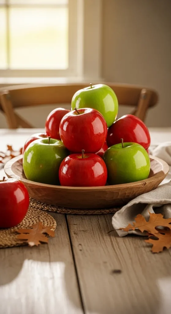 Using Bright, Shiny Apples as Decor