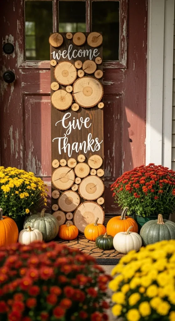 Welcome Sign from Wood Slices