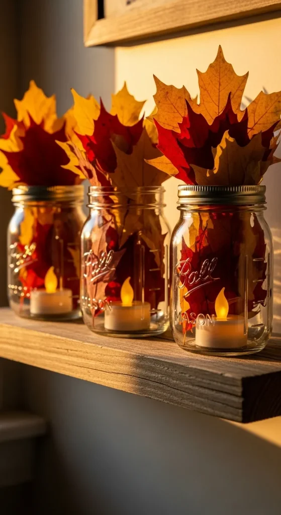 Mason Jar Leaf Lanterns