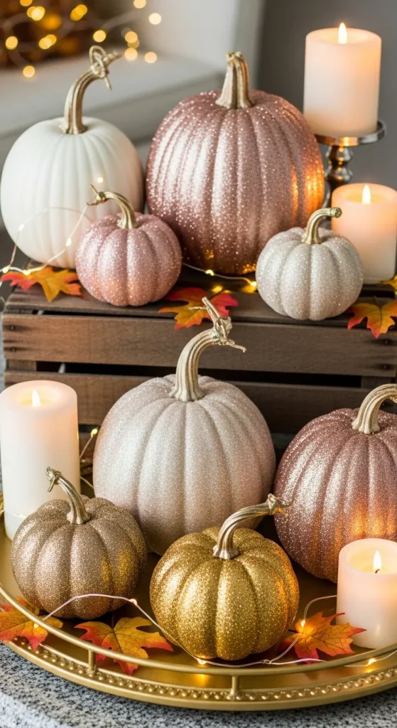 glitter dusted pumpkin