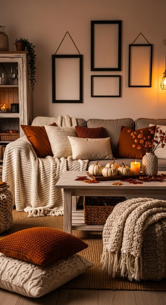 farmhouse livingroom fall decor
