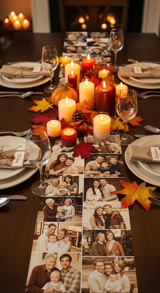 10 Creative Thanksgiving Table Runner Ideas to Make Your Feast Sparkle! 12 the Picture & Memory Lane Runner (Heartfelt & Personal)