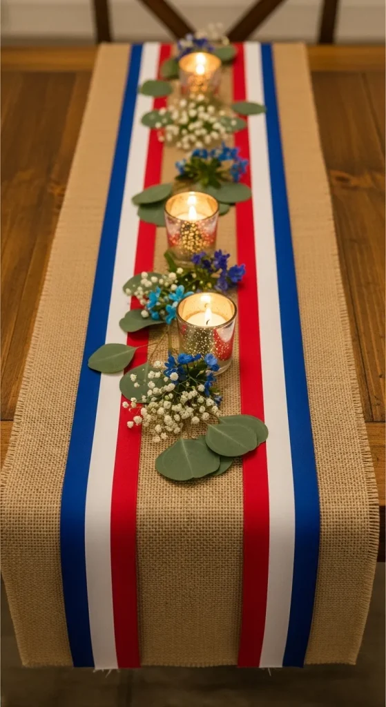 Burlap & Ribbon Table Runner