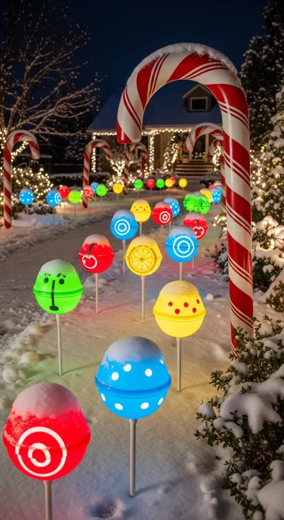 13 Stunning Outdoor Christmas Yard Décor Ideas That’ll Wow Your Neighbors 11 Candy Cane Garden