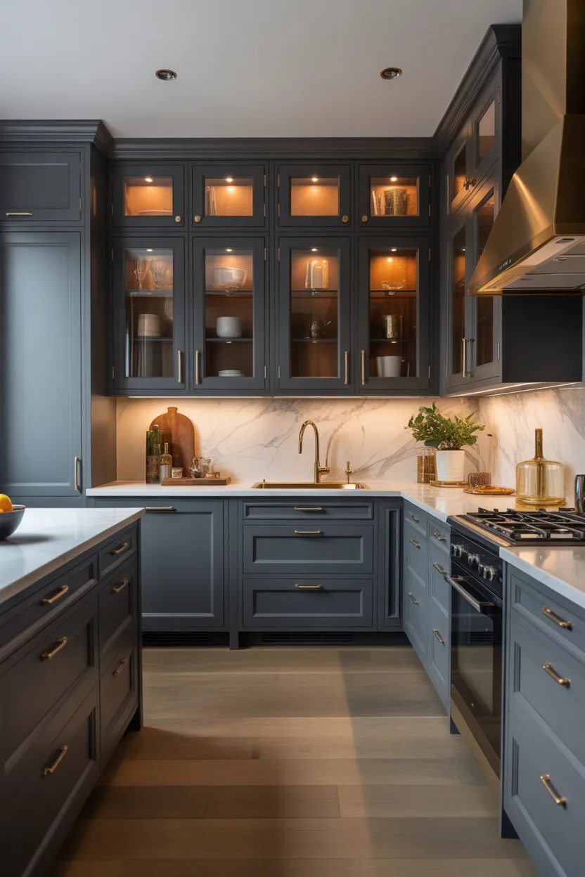  Charcoal Gray with Brass Hardware