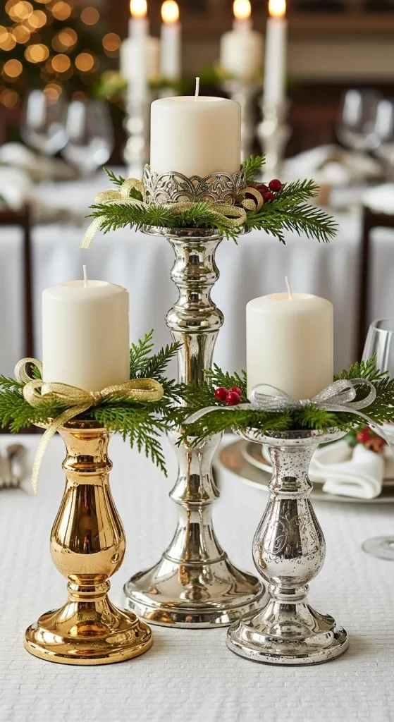 Christmas Centerpiece with Metallic Accents