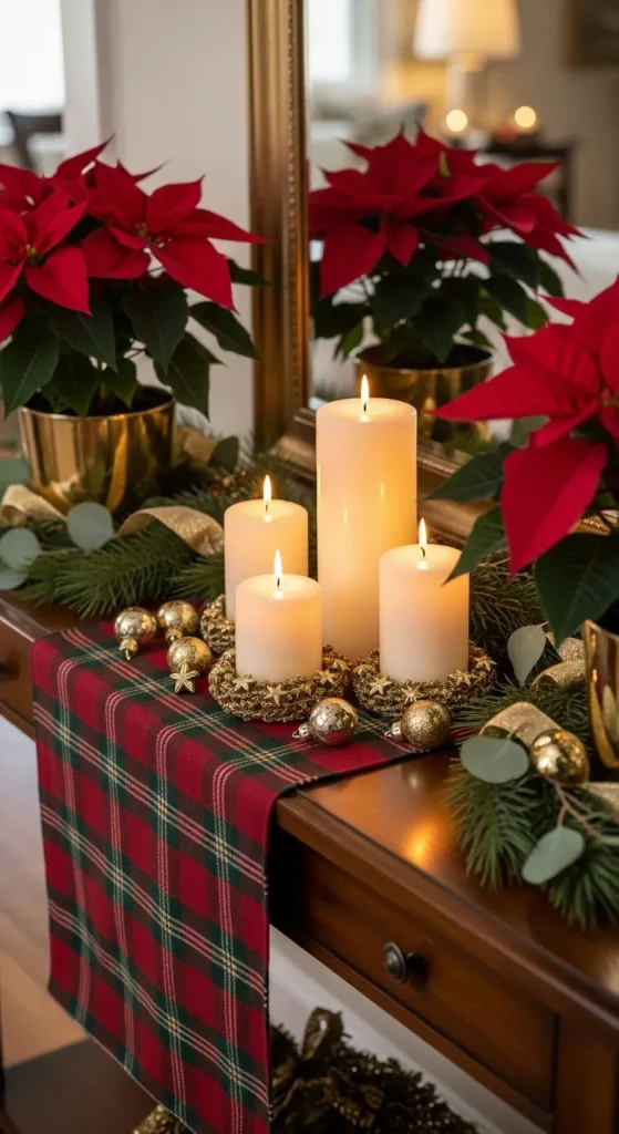 Christmas Entryway Decor Table with Seasonal Accents