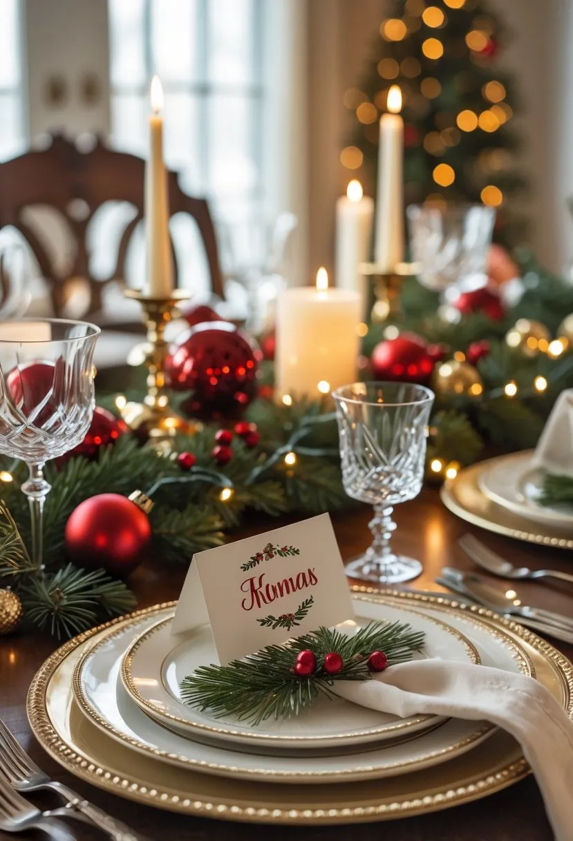 Place personalized place cards with festive fonts at each setting