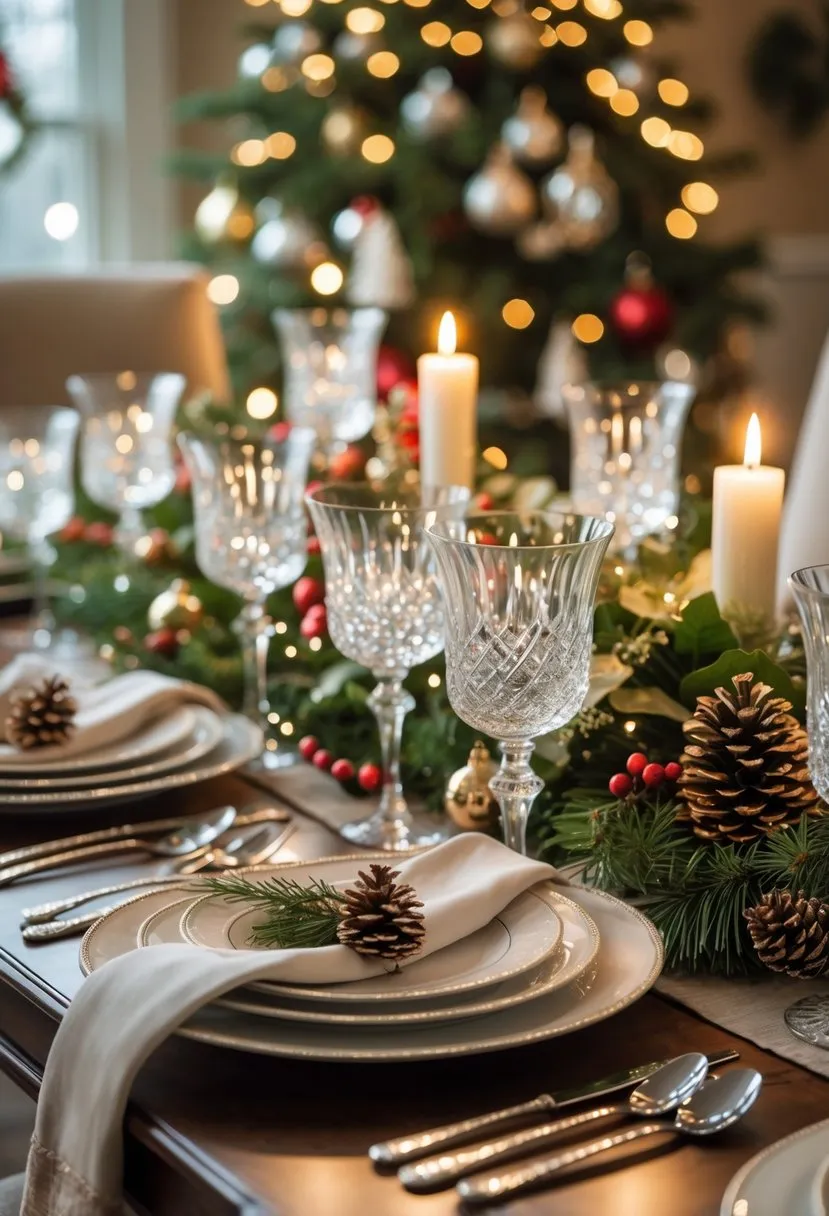  Use crystal glassware to add sparkle to the table setting