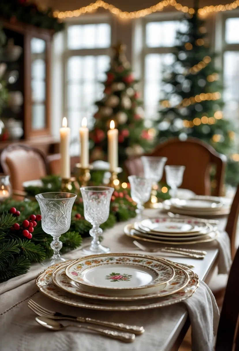  Set the table with vintage-style china for nostalgic charm