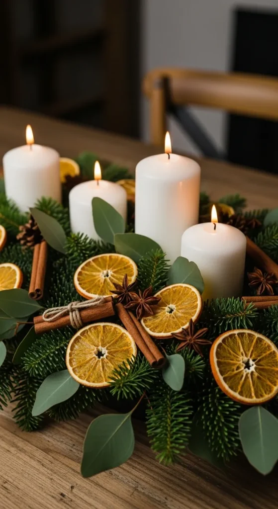 Festive Christmas Centerpieces for Table That Create a Warm & Inviting Holiday Look 12 Citrus & Spice Table Setting