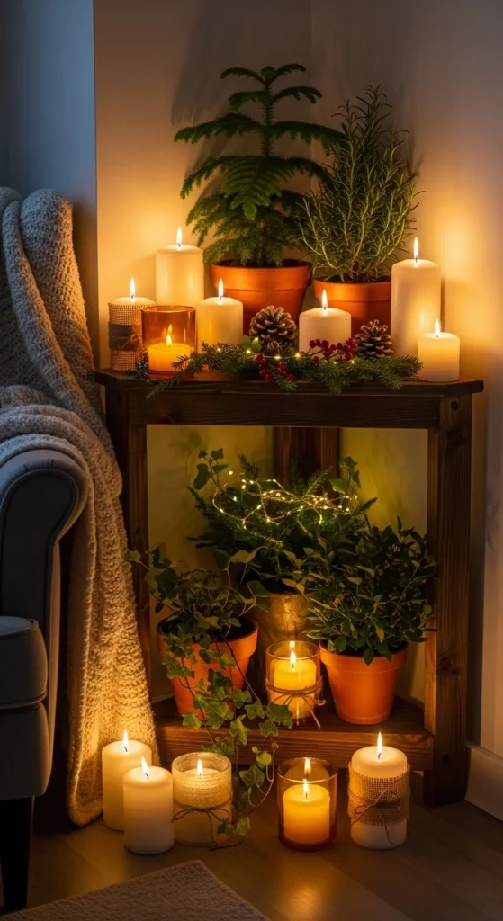Combine Plants with Candles for a Cozy Vibe