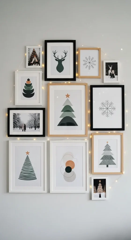 15 Easy & Stylish Christmas Decorations for Small Spaces 12 Create a Holiday Gallery Wall