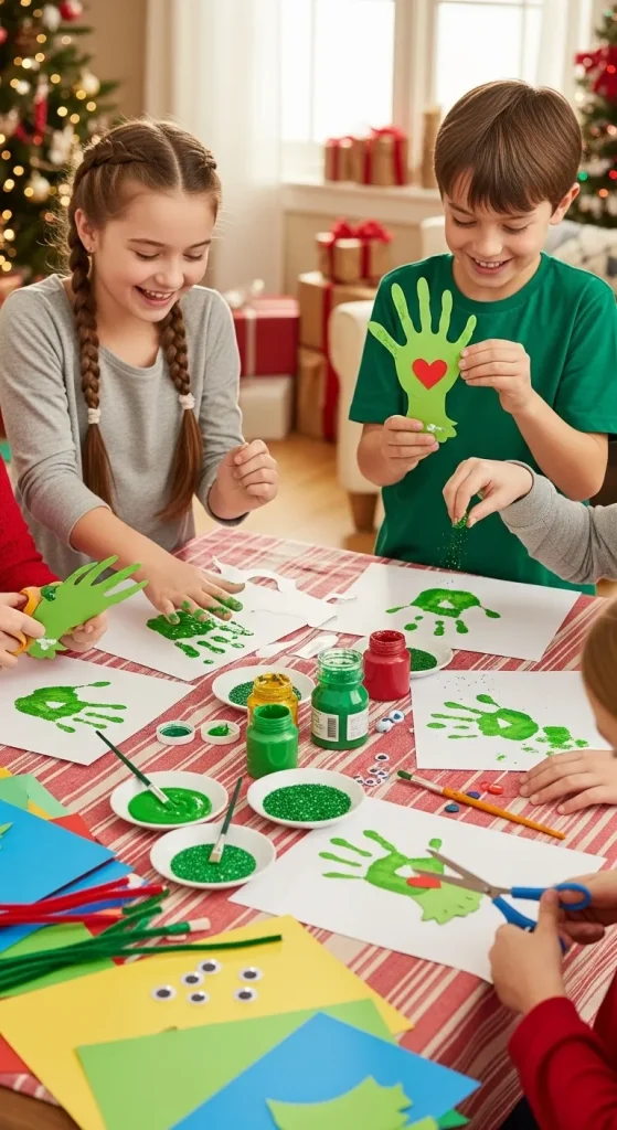 DIY Grinch Handprint Crafts for the Kids