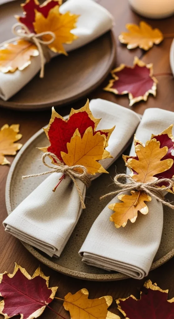 DIY Leaf Napkin Rings