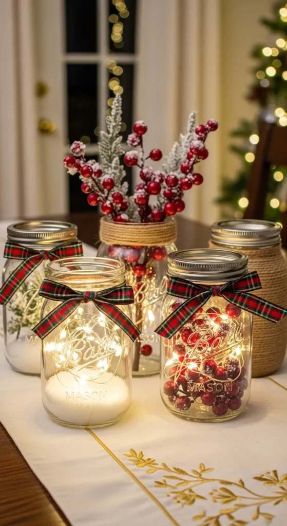 Festive Christmas Centerpieces for Table That Create a Warm & Inviting Holiday Look 14 DIY Mason Jar Magic