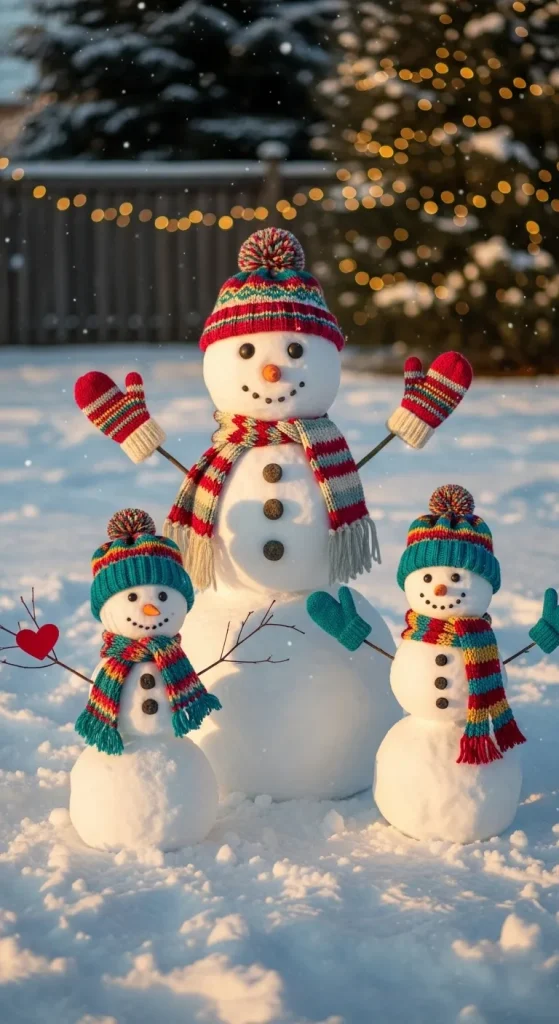 13 Stunning Outdoor Christmas Yard Décor Ideas That’ll Wow Your Neighbors 9 DIY Snowman Family