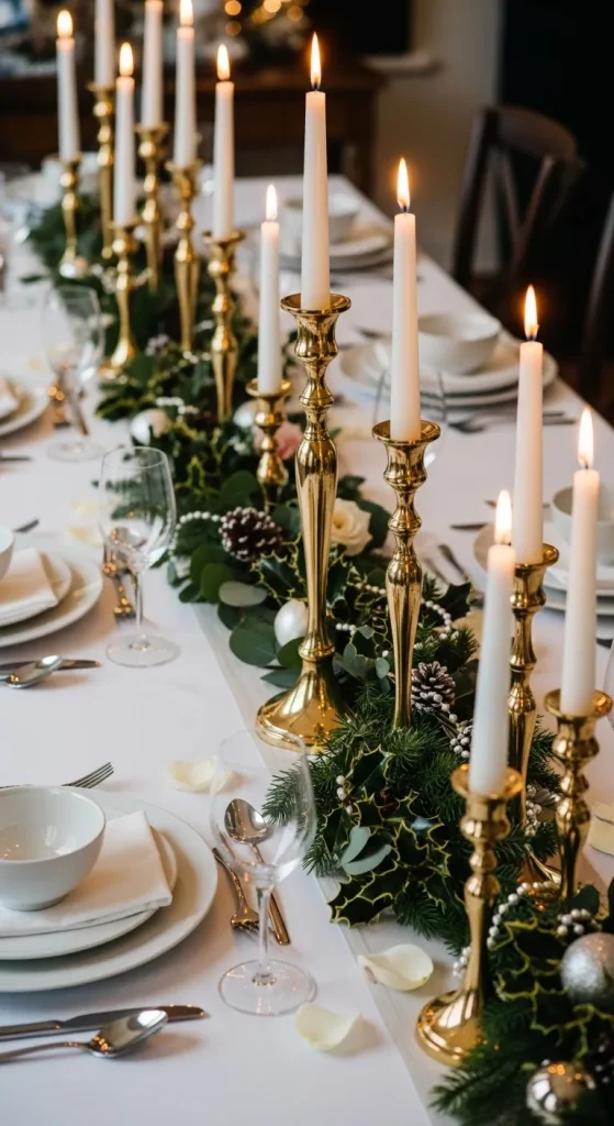 Festive Christmas Centerpieces for Table That Create a Warm & Inviting Holiday Look 5 Elegant Gold Candle Holders