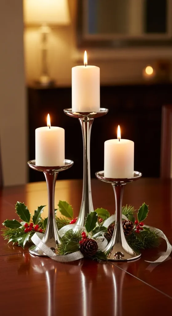 Elegant Metallic Candleholder Centerpiece