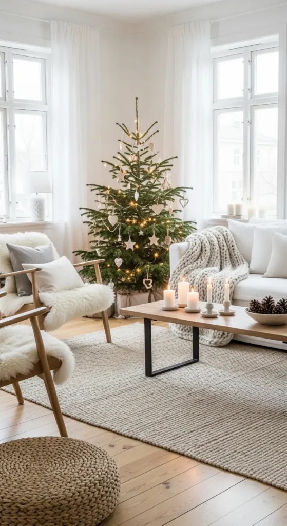 15 Easy & Stylish Christmas Decorations for Small Spaces 8 Embrace Scandinavian Minimalism