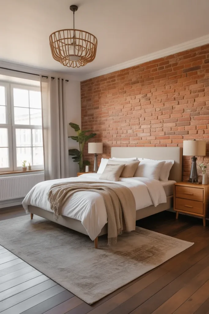 Exposed Red Brick Feature (bedroom ideas)