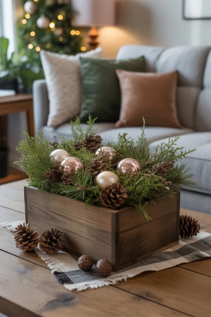 Festive Wooden Box Centerpiece
