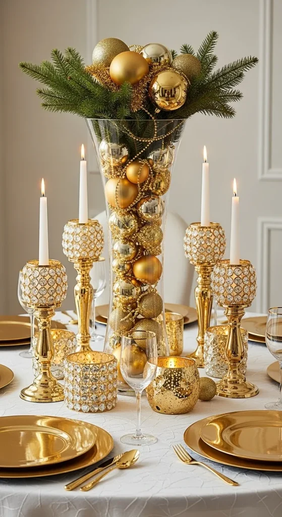 12 Magical Christmas Vase Ideas to Bring Festive Cheer to Every Room 14 Glam Gold Christmas Vases