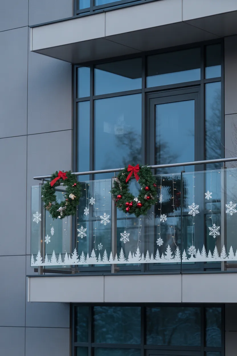 Glass Balcony Christmas Decor
