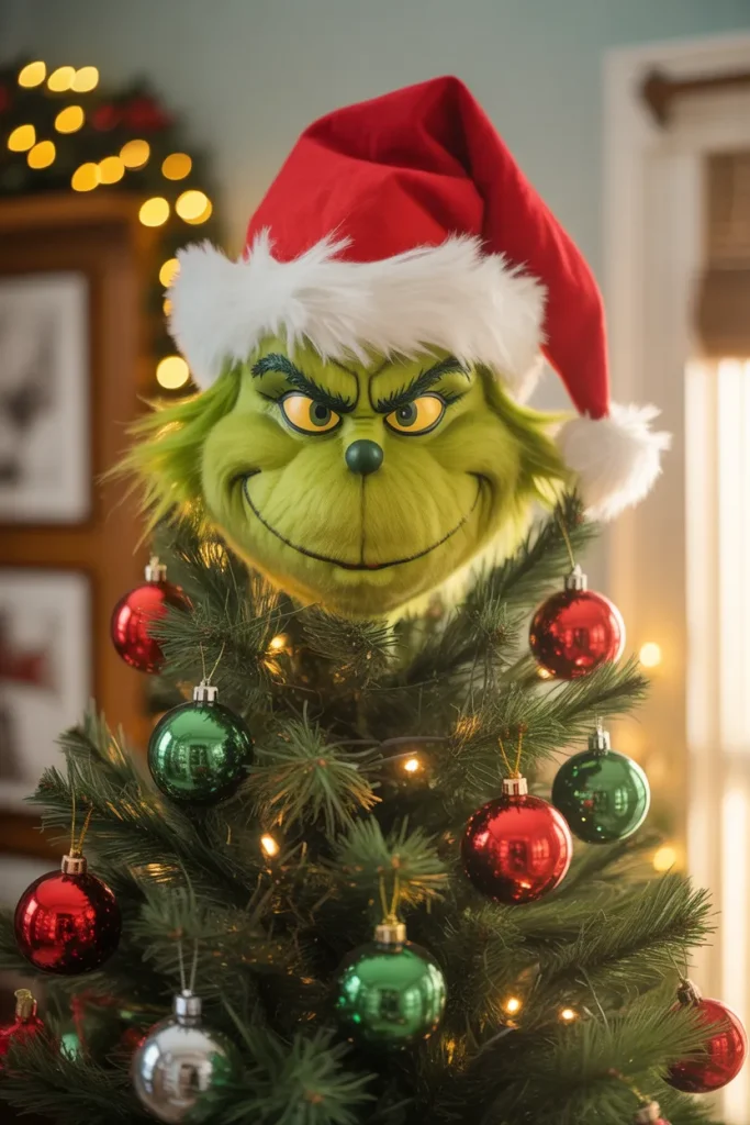 Grinch Face Tree Topper