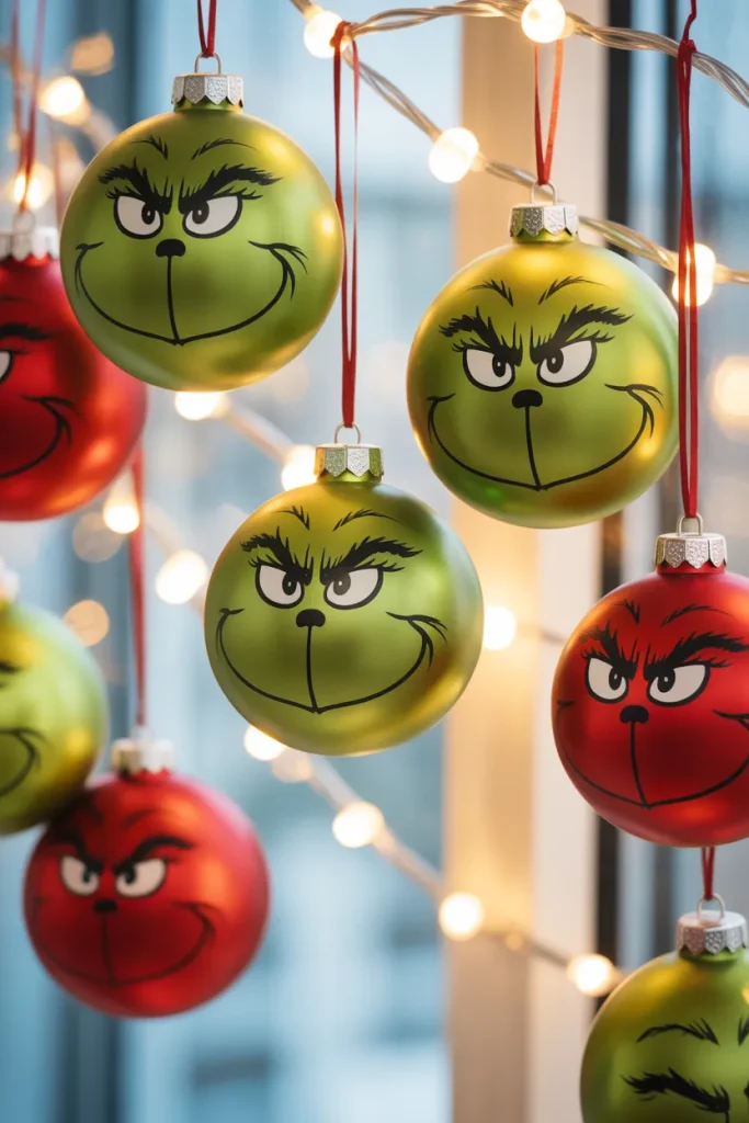 Grinch Grumpy Face Baubles