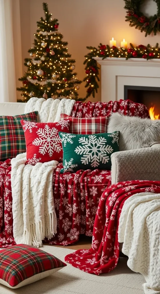 15 Easy & Stylish Christmas Decorations for Small Spaces 11 Holiday Throw Pillows and Blankets
